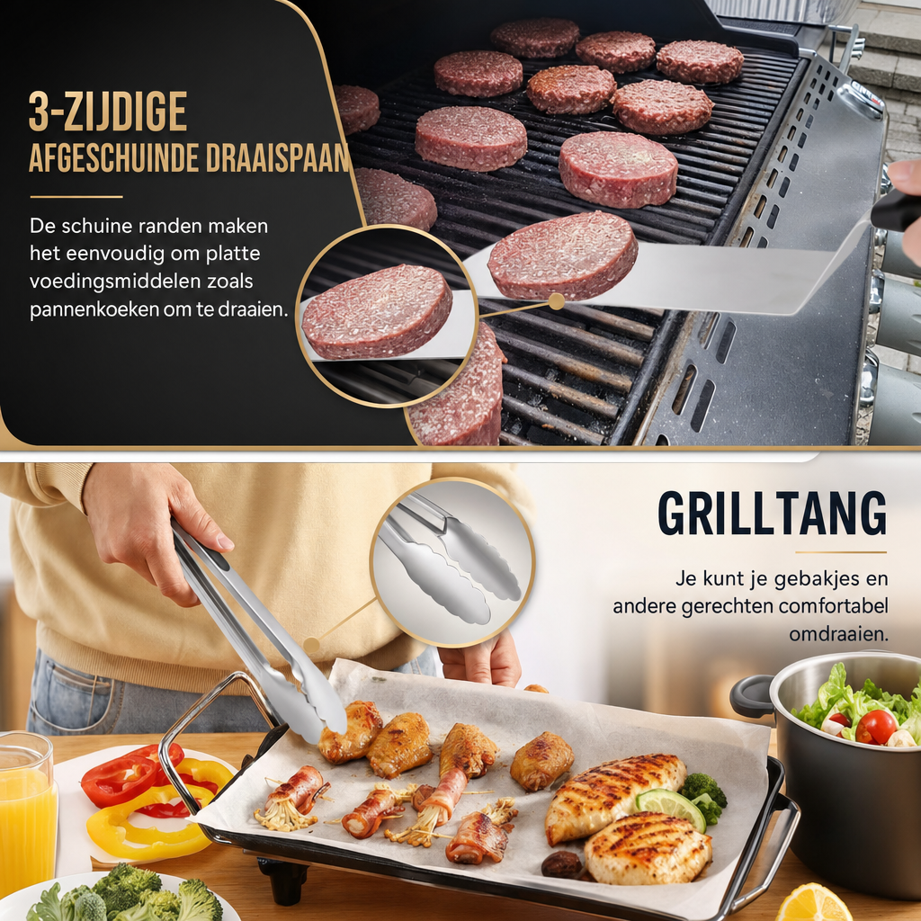 Grillmastero | 29 Delige BBQ Accessoires Set met Burgerpers | BBQ accessoires set barbecue gereedschap grill bestekset