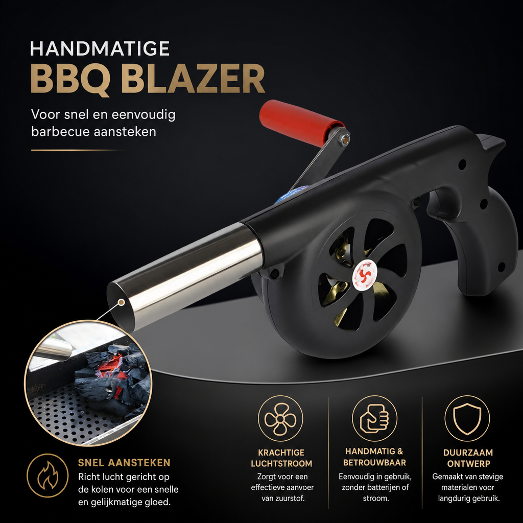 Flamego | Handaangedreven Barbecue Blower voor Buiten Koken | barbecue blower BBQ luchtblazer handmatige vuurblazer