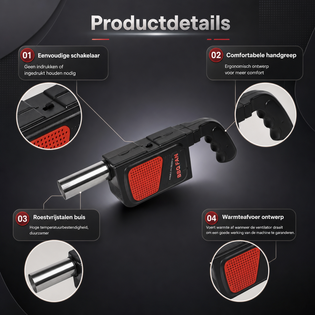 Firebreeze | Elektrische Vuurblazer voor BBQ en Haard | elektrische vuurblazer BBQ blower haard aanblazer