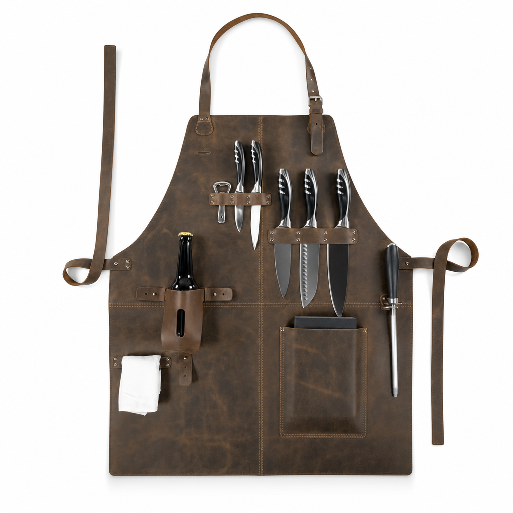 Grillapron | Waterdichte PU Schort met Zak voor BBQ en Tuin | waterdichte schort BBQ schort tuinschort met zak