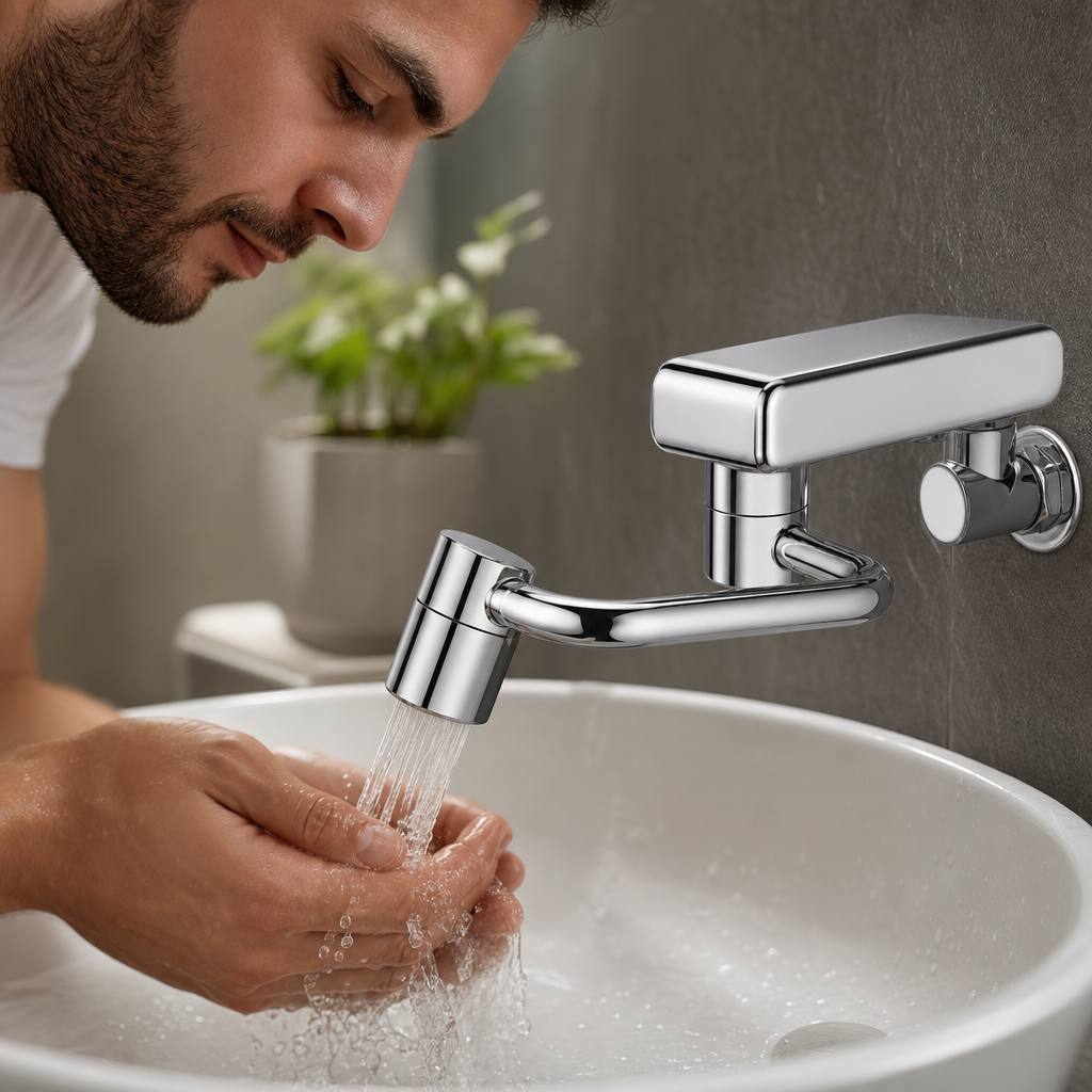 AquaFlex | Draaibare kraanverlenger | RVS Kraanverlenger 1080° Draaibaar – Spatwaterdicht Dubbele Spuitmodus Universele Adapter voor Keuken en Badkamer Wastafel