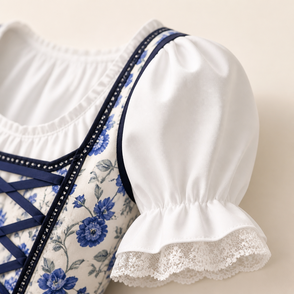 Dames Oktoberfest Dirndl Jurk - FestBrau - Bloemen Design, Retro Stijl en Traditionele Look