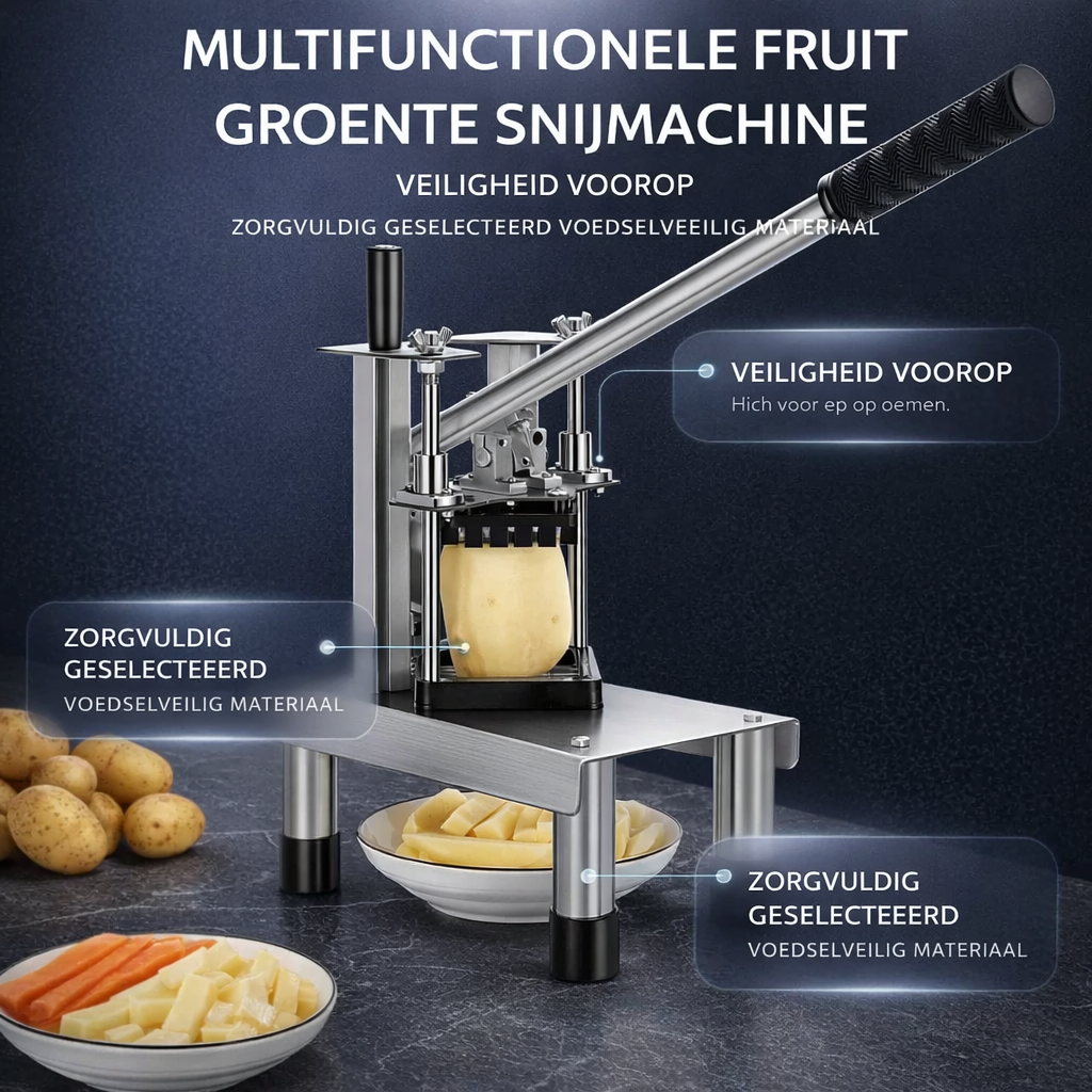 Groente- en Fruitsnijder RVS Professioneel | Snijd 5x Sneller & Perfect Gelijk