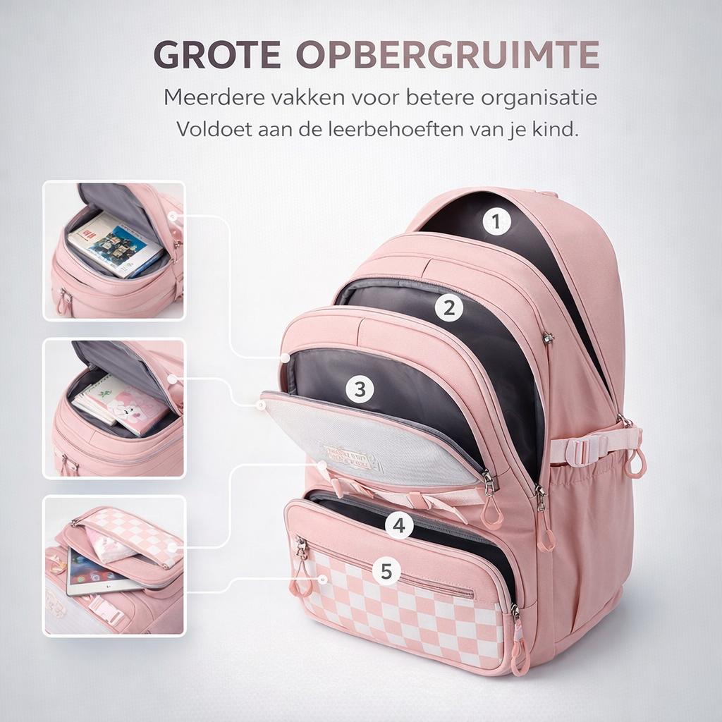 Schoolrugzak Laptopvak | Extra ruim & sterk | schooltas tiener zwart