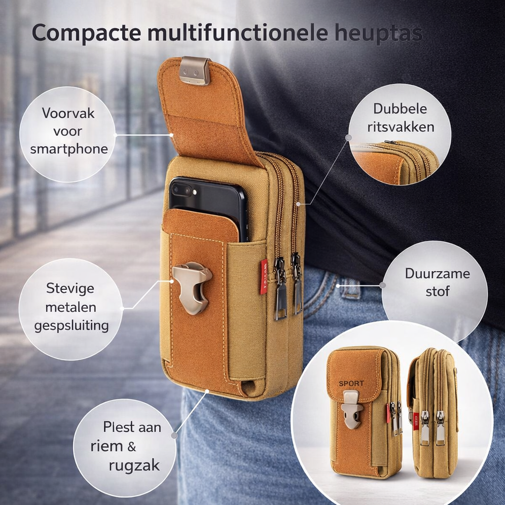 Riemtas Heren | Compact & handig | belt pouch opberg