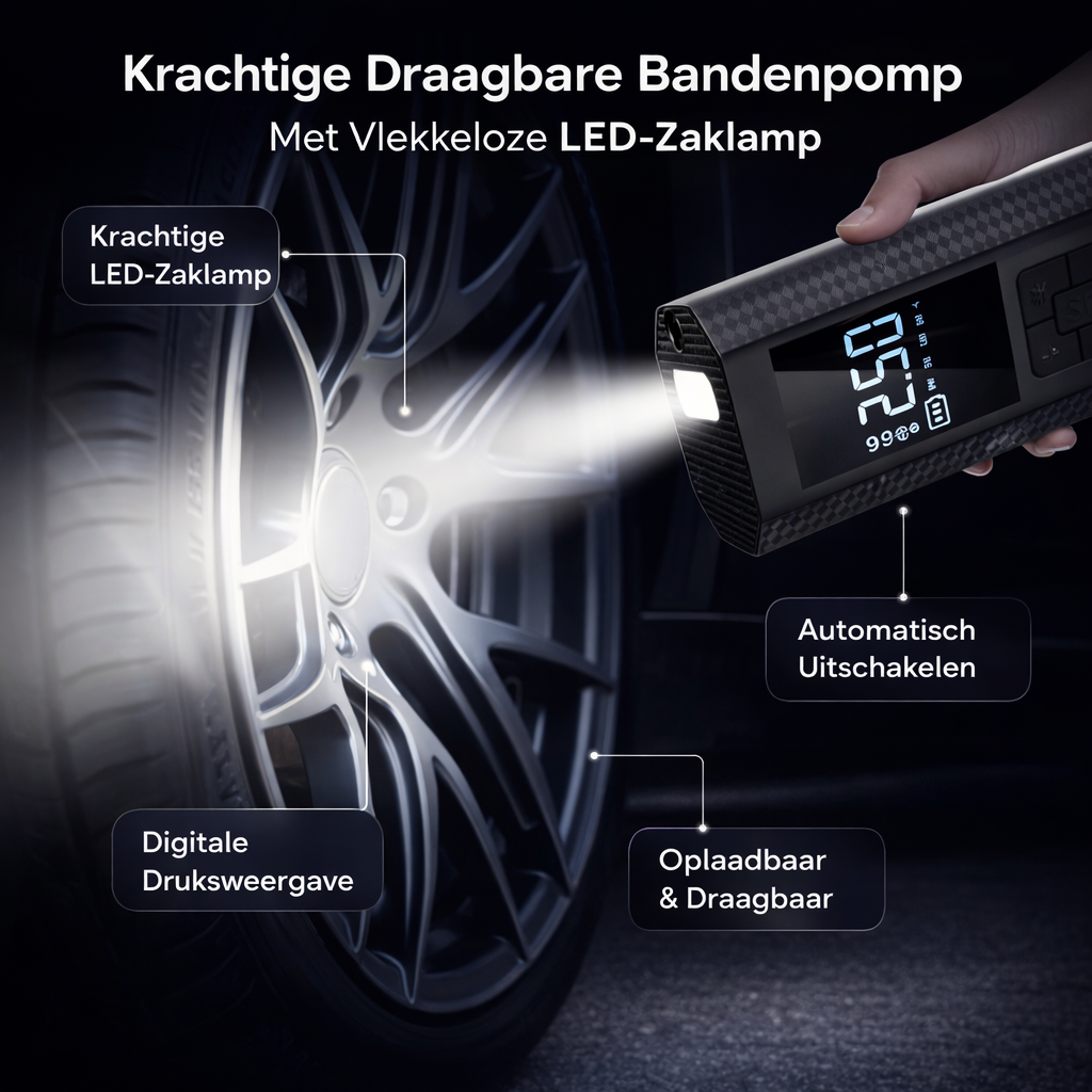 Luchtcompressor 150PSI | Supersnel oppompen | bandenpomp elektrisch