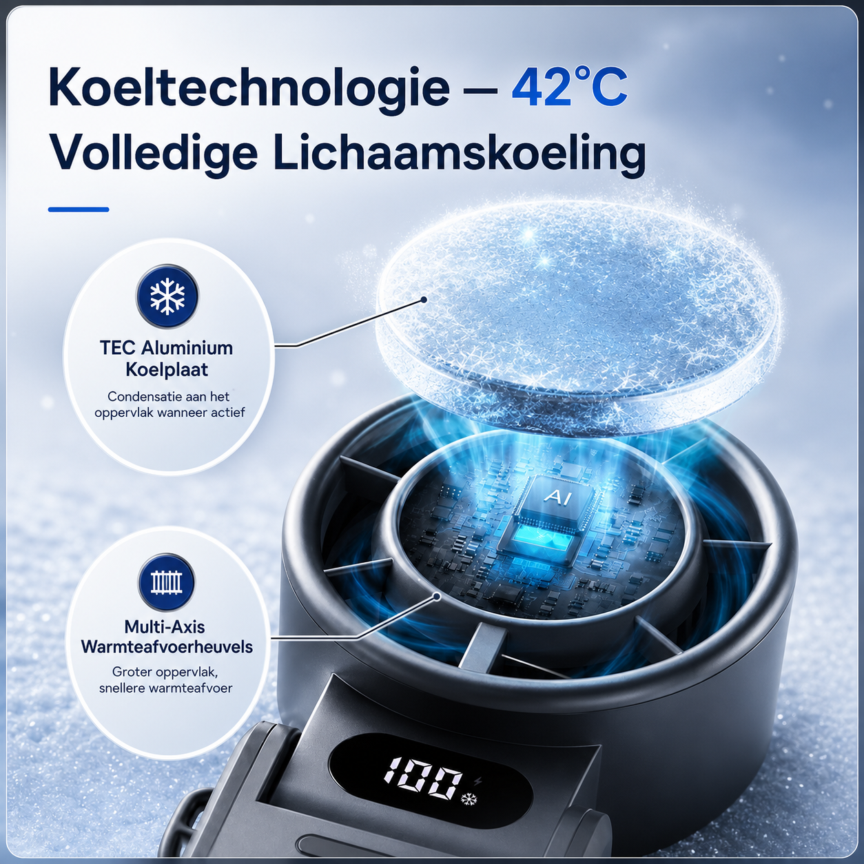 CoolBreeze | Draagbare handventilator | Draagbare Handventilator Oplaadbaar 3600mAh – 100 Windsnelheden Opvouwbare Mini Turboventilator voor Zomer en Onderweg