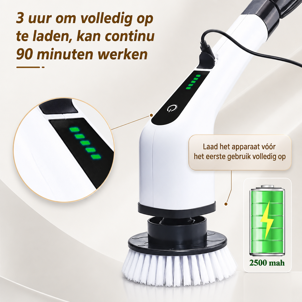 ScrubPro | Elektrische schoonmaakborstel | Draadloze Elektrische Schoonmaakborstel – Multifunctionele Spin Scrubber voor Keuken Badkamer Toilet, Oplaadbare Reinigingsborstel