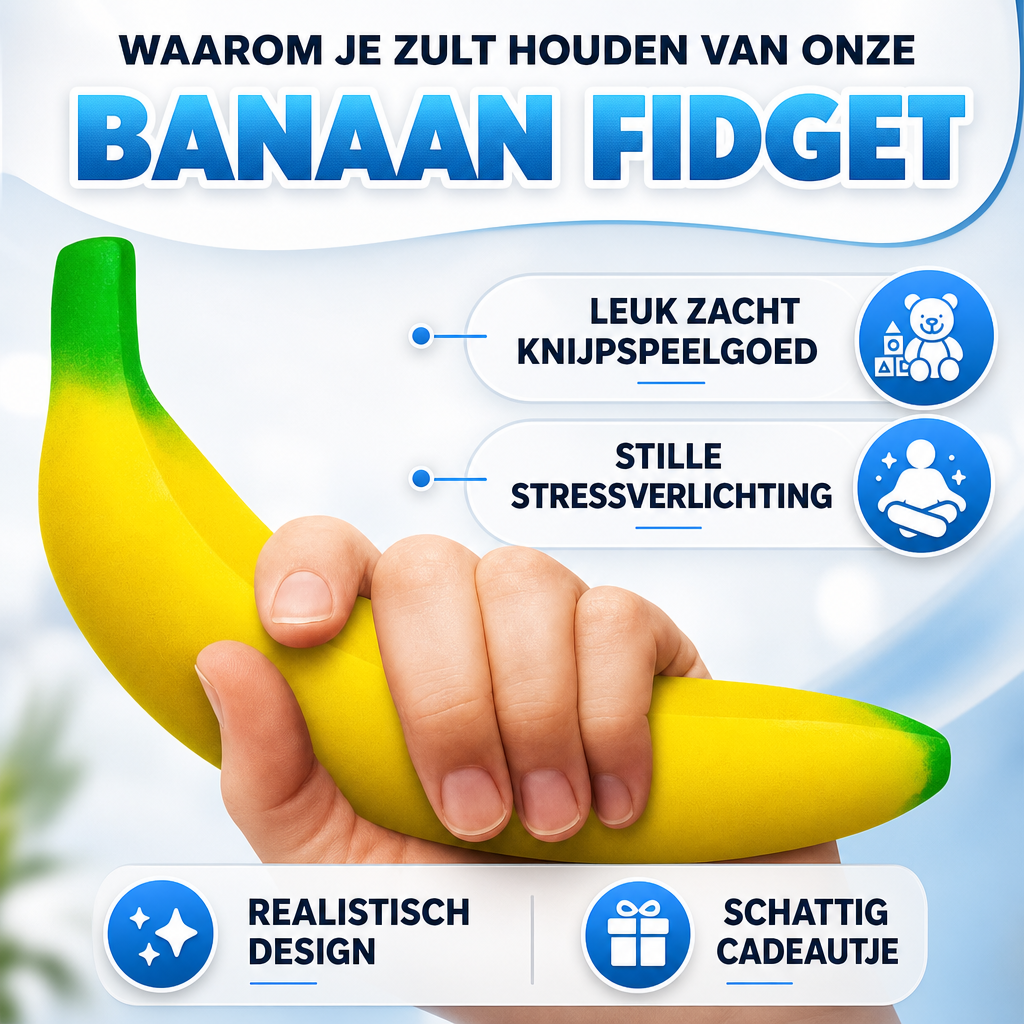SquishyPal | Banaan squishy/fidget speeltje | Banaan Fidget Speelgoed Anti Stress – Ultrazachte Langzaam Terugverende Stressbal, Sensory Toy Grappig Cadeau Kinderen