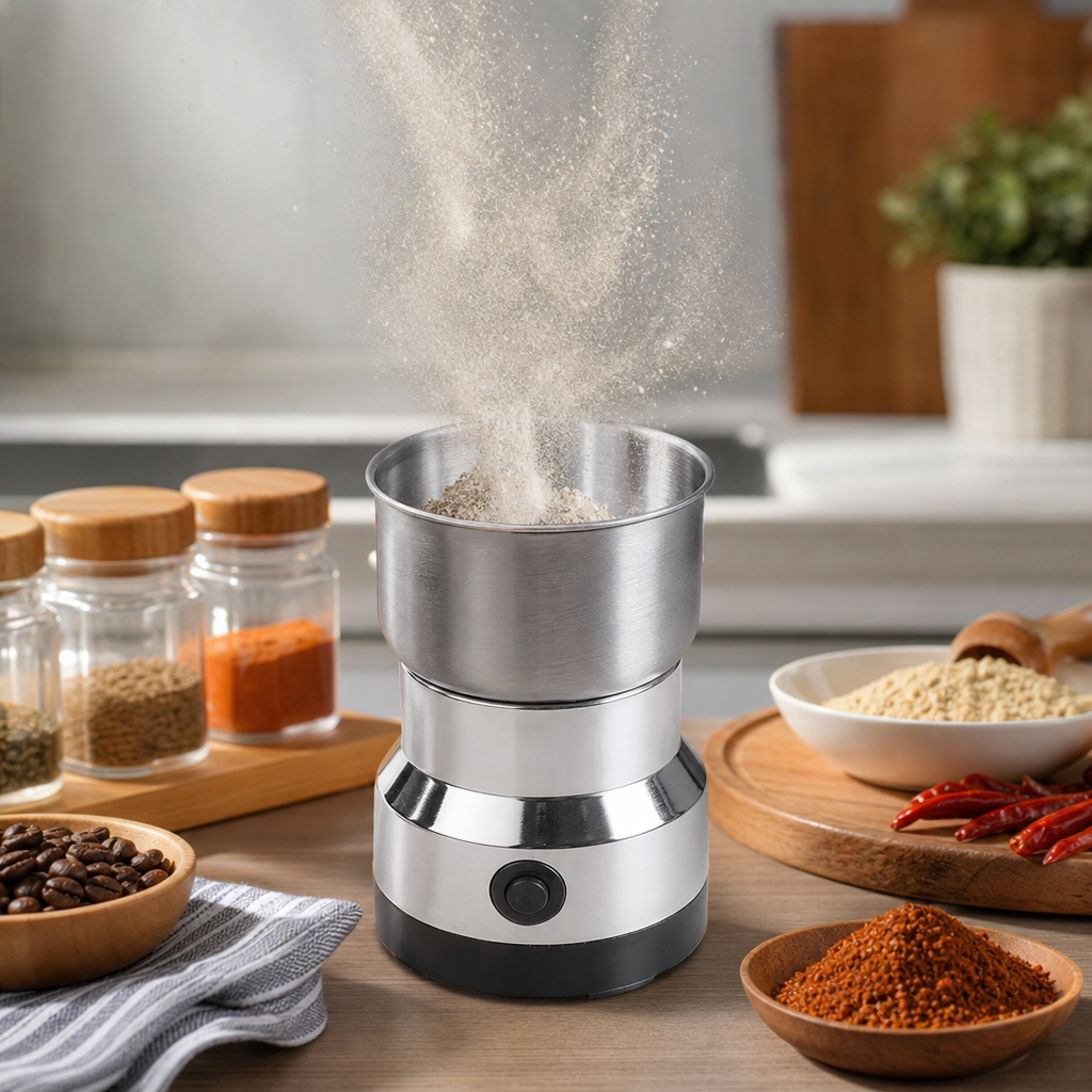 GrindMaster | Elektrische mini-molen | Mini Elektrische Molen 300ml – Ultrafijne Koffiemolen, Kruidenmolen, Babyvoeding Blender, Graanmolen met 2/4 Messen