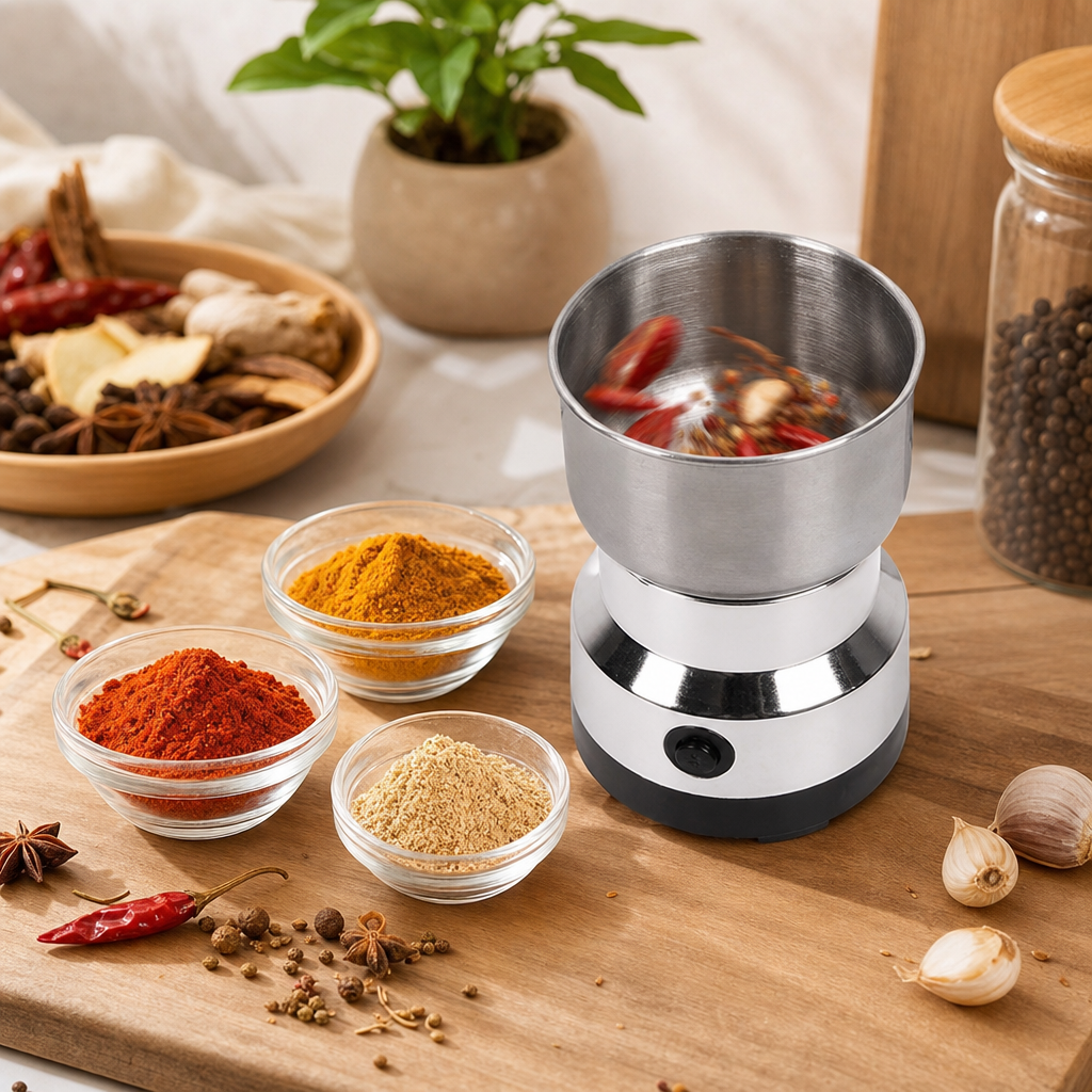 GrindMaster | Elektrische mini-molen | Mini Elektrische Molen 300ml – Ultrafijne Koffiemolen, Kruidenmolen, Babyvoeding Blender, Graanmolen met 2/4 Messen