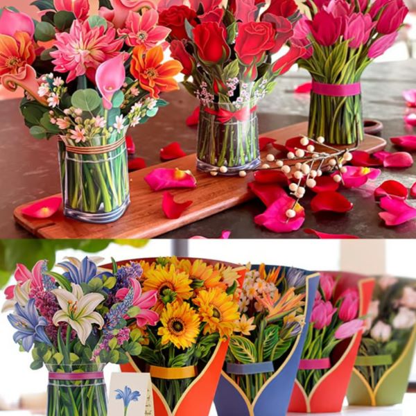 Decoratief 3d-bloemenboeket met Kaart