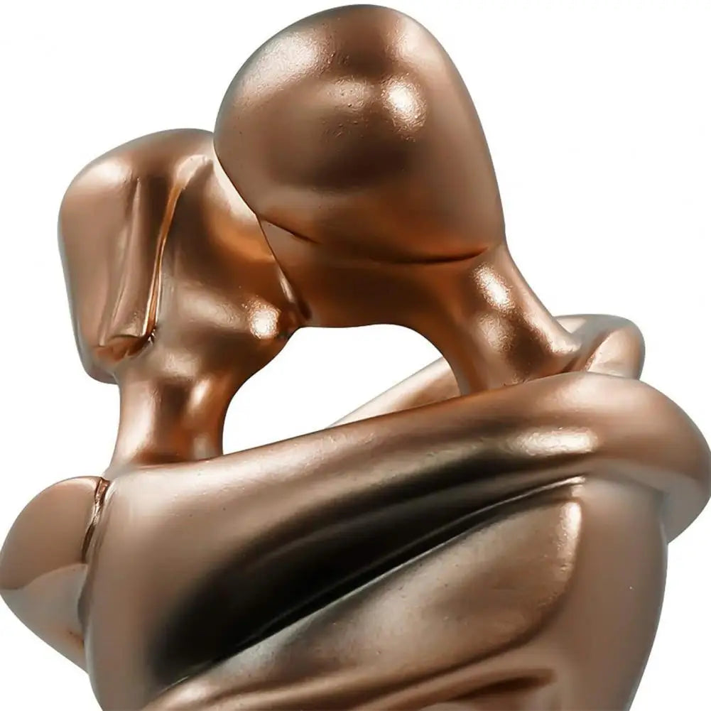 Serenio Sculptuur Omhelzend Paar - Bronskleurig Beeld van Kunsthars als Woondecoratie en Cadeau voor Liefde en Verbondenheid