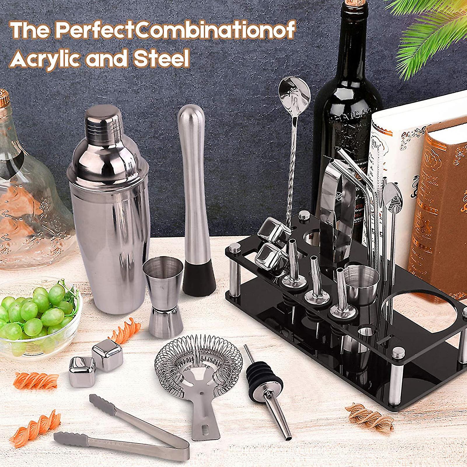 Cocktailset 23-Delig met Shaker en Standaard voor Thuisgebruik