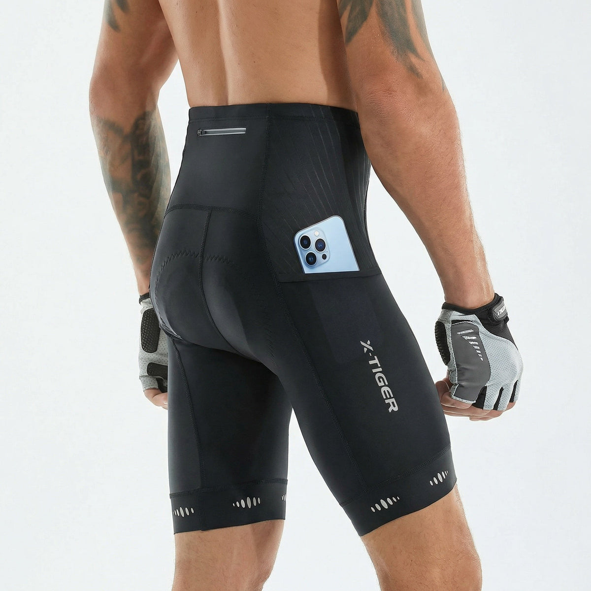 Velonex Heren Fietsbroek met 5D Gel Zeem - Ademende Compressie Wielerbroek met Antislip Beenband en Reflectie - Voor Mountainbike en Racefiets