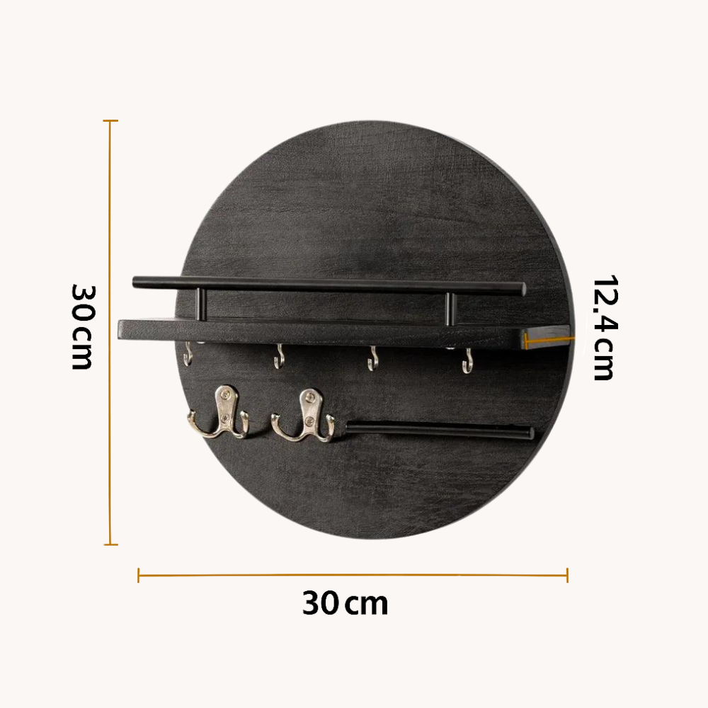 Ronde Houten Sleutelhouder – Milieuvriendelijke Wandorganizer voor Sleutels en Kleine Accessoires