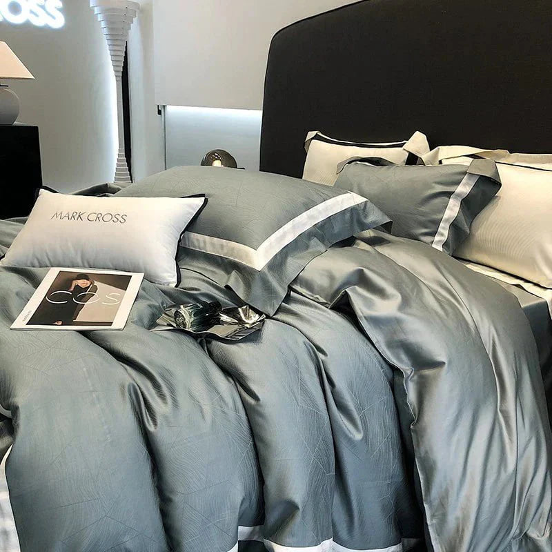 Serene Escape Duvet Cover Set - Egyptian Cotton | Premium Egyptian Cotton - Soothing Grey Tone - Breathable and Soft for Optimal Comfort