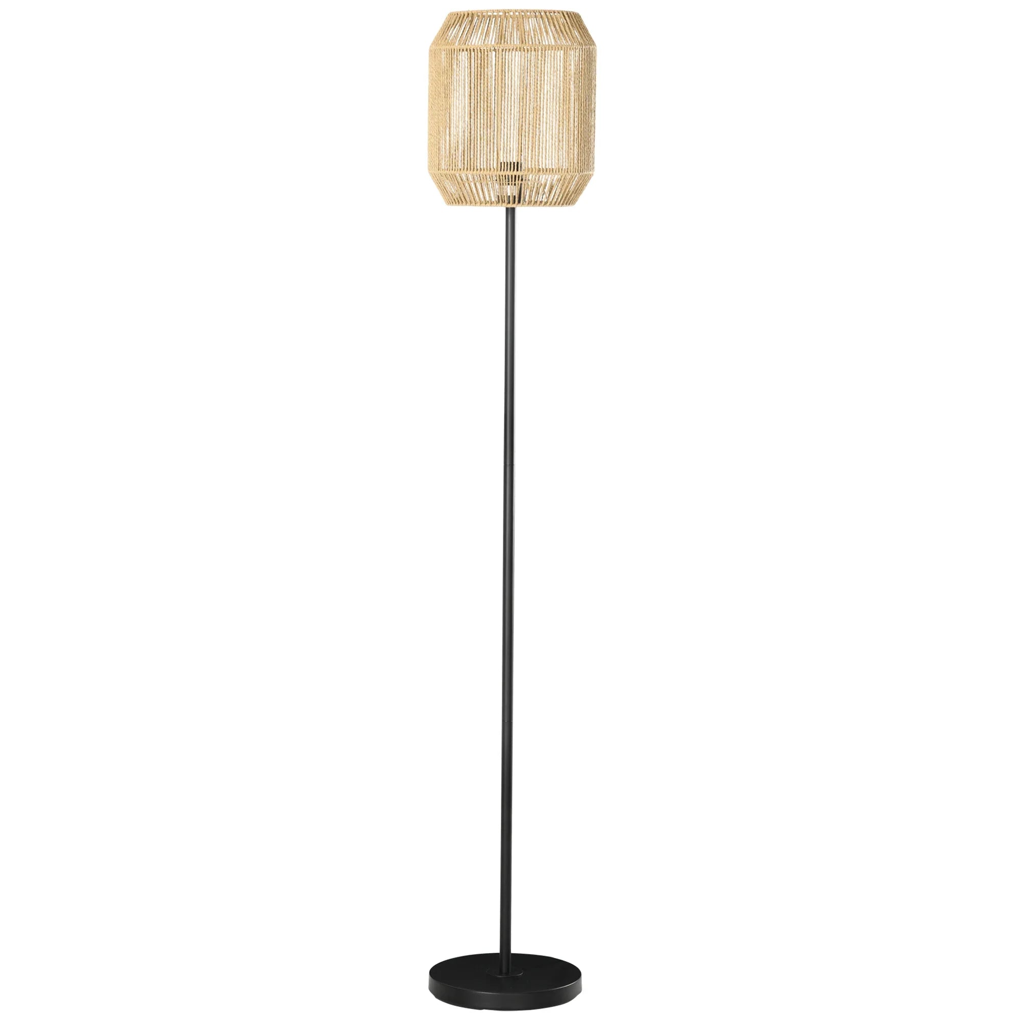 Moderne Staande Vloerlamp – Handgeweven Papieren Lampenkap – E27 Fitting – 164 cm – Voor Woonkamer & Slaapkamer