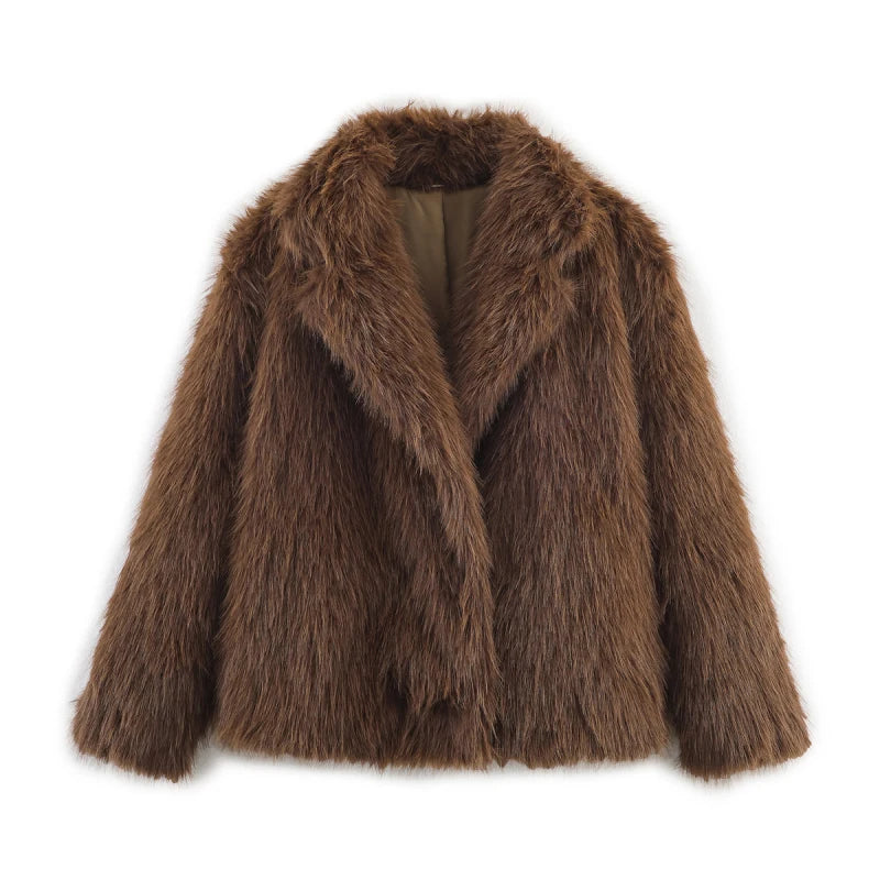 Visconte | Dames Wintermantel | Fluffy kunstbont jas, reverskraag, losse pasvorm, warme winterjas