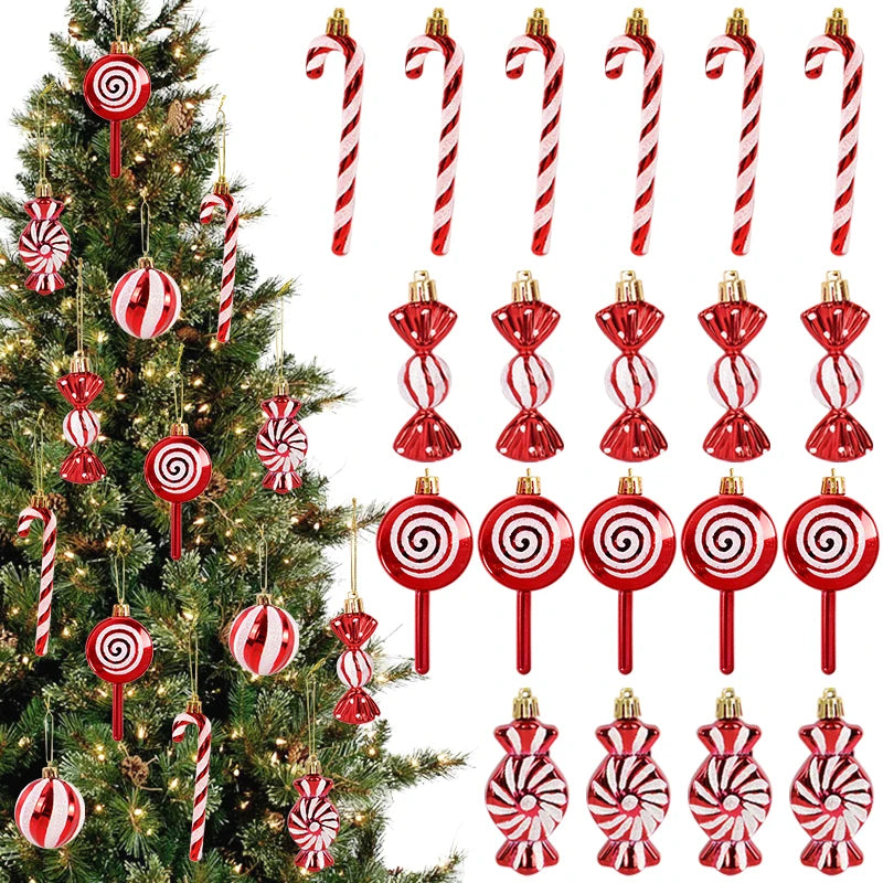 Set van 6 Kerst Lolly Ornamenten - Snoepstok Ontwerp, Perfect voor Kerstboomdecoratie en Nieuwjaarscadeau