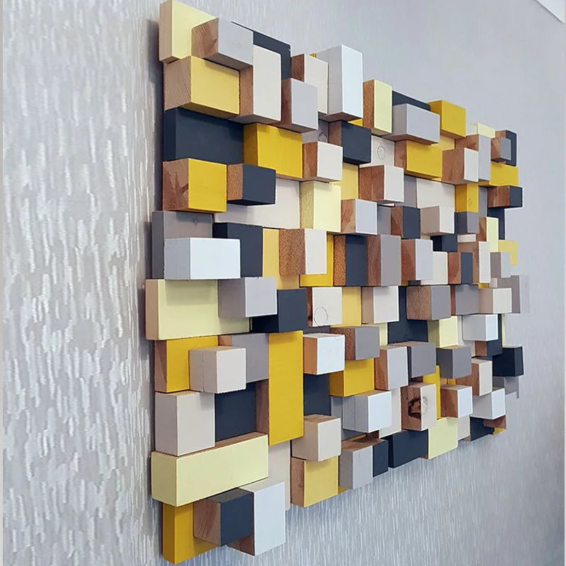 3D Muurdecor Kubus | Wanddecoratie | Kleurrijke Blokkendoos Kunst