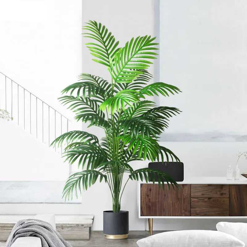 Grote Kunstmatige Palmboom Tropische Nep Planten Groene Plastic Palmbladeren 90-120cm