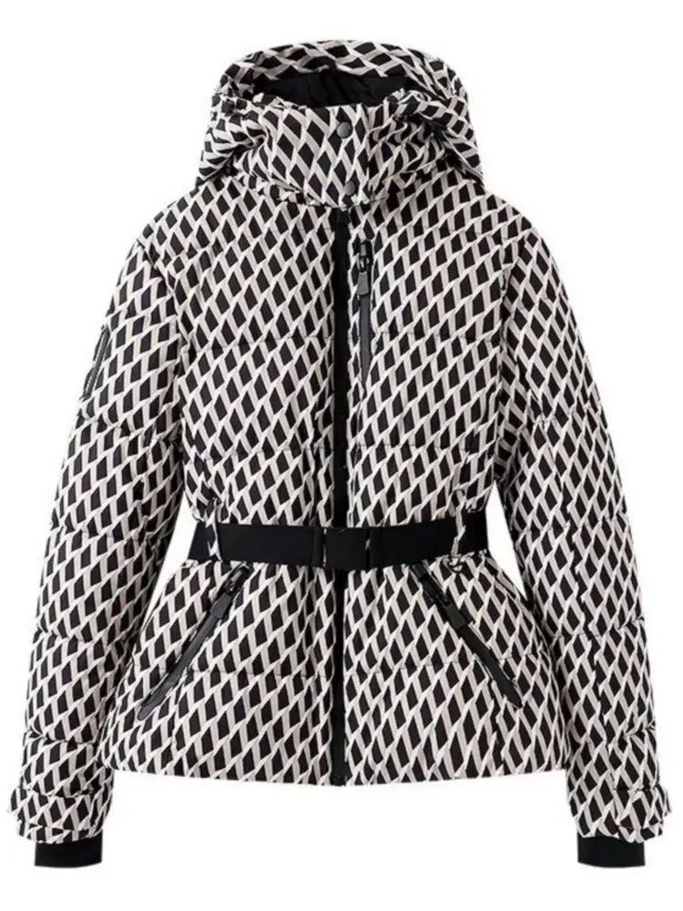 Visconte Dames Winterparka – Gewatteerde Parka met Capuchon, Hoge Taille, Winddicht, Warme Winterjas met Riem, Zwart
