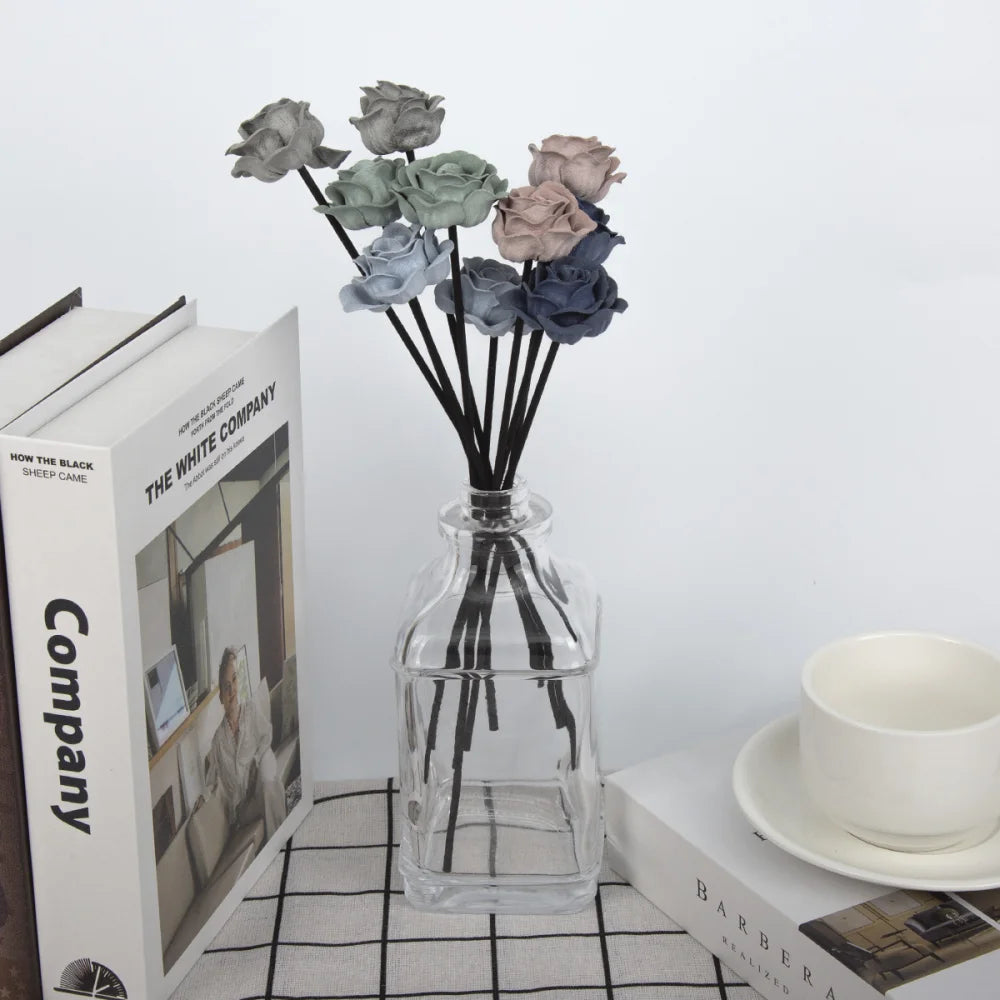 10x Fluwelen Bloemen Rattan Geurstokjes | Luxe Geurverspreiders | Sfeervolle Woondecoratie DIY