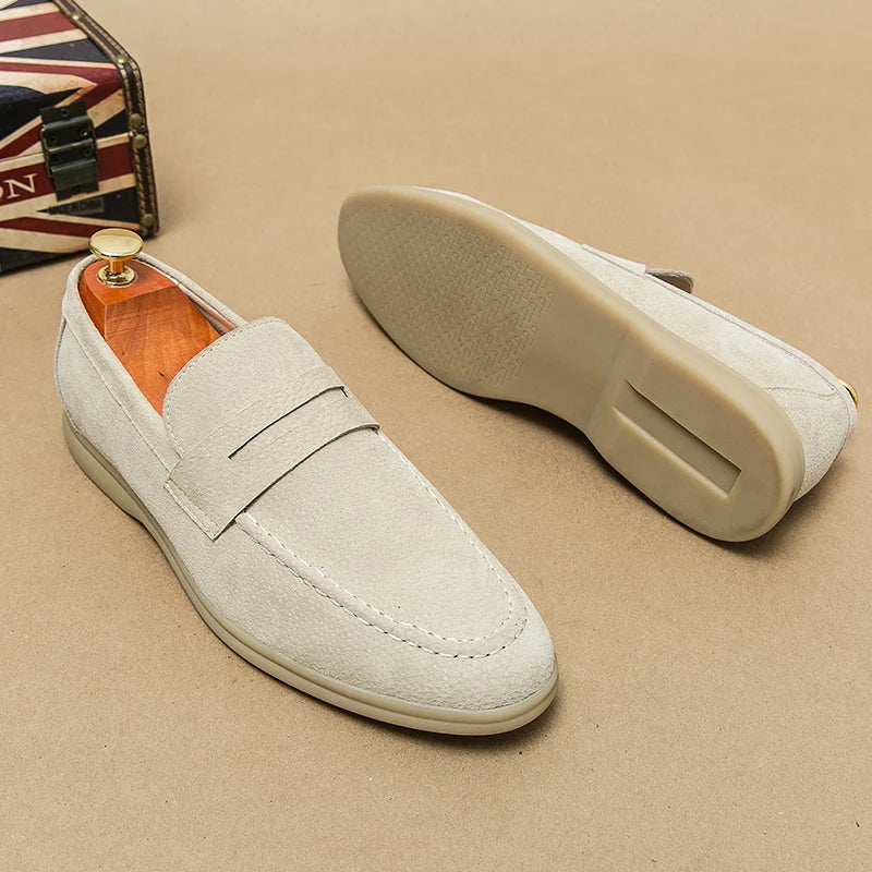 YLS | Heren Loafers Suede Zwart voor Mannen - Klassieke Slip-On Schoenen