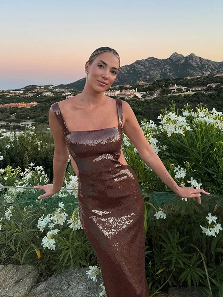 Spaghetti Strap Dress | Slimfit | Sprankelend Design - Perfect voor Gala’s en Avondfeesten