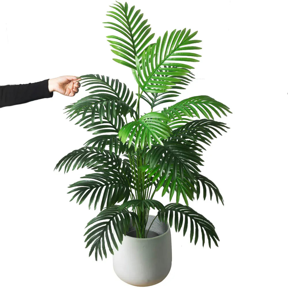 Grote Kunstmatige Palmboom Tropische Nep Planten Groene Plastic Palmbladeren 90-120cm