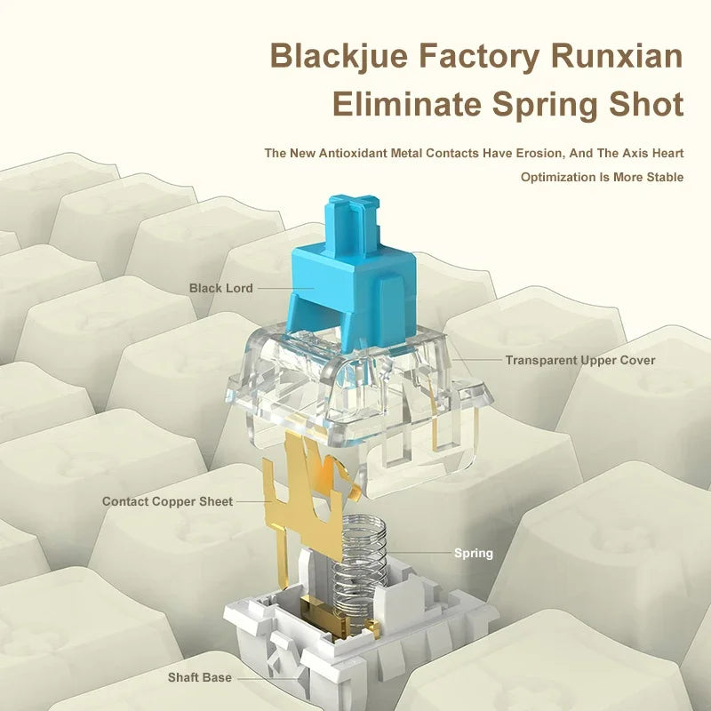 Vintage Mechanisch Toetsenbord Met 98 Toetsen - Volledig Hot-Swap USB Gaming Keyboard