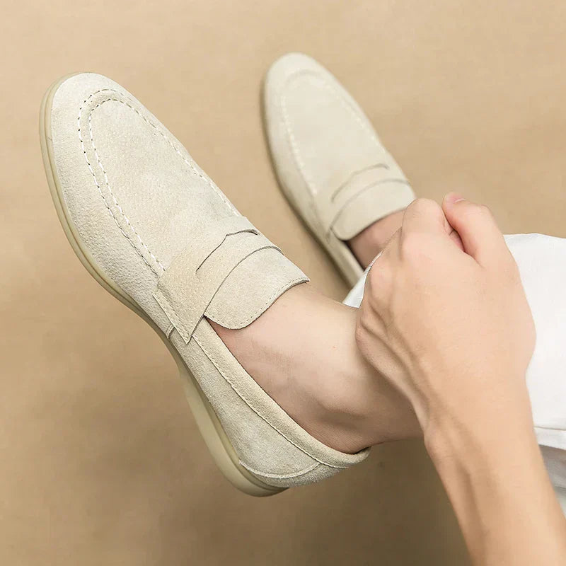 YLS | Heren Loafers Suede Zwart voor Mannen - Klassieke Slip-On Schoenen