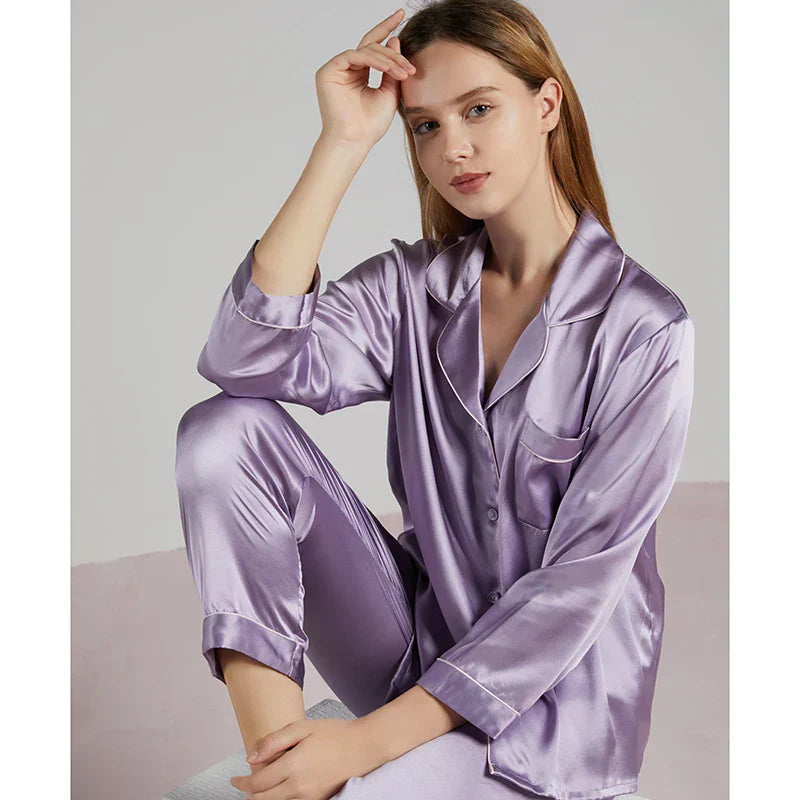 Celeste 100% Zijden Dames Pyjama | Zijdezacht, Ademend & Huidvriendelijk | Premium Luxe Nachtmode | Temperatuur- en Vochtregulerend | Elegant en Hypoallergeen voor Heerlijk Comfort