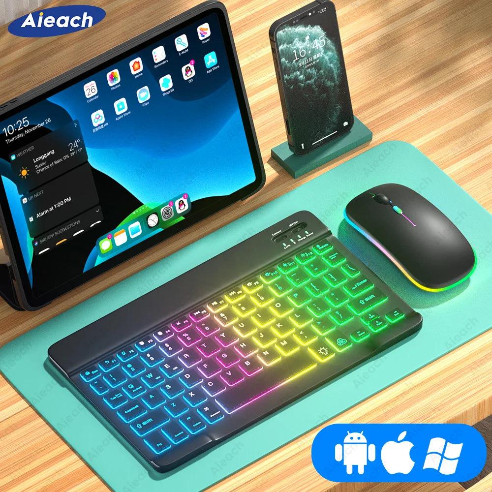Draadloos Toetsenbord Met RGB Verlichting - Geschikt Voor Tablet, Android, iOS en Laptop