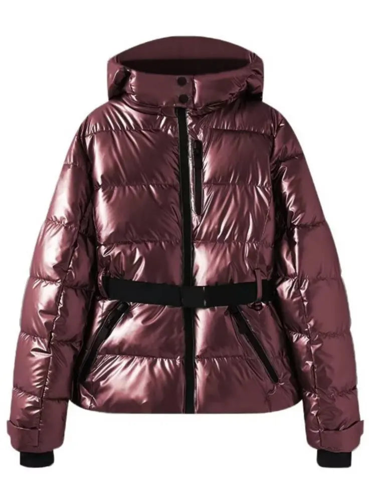 Visconte Dames Winterparka – Gewatteerde Parka met Capuchon, Hoge Taille, Winddicht, Warme Winterjas met Riem, Zwart