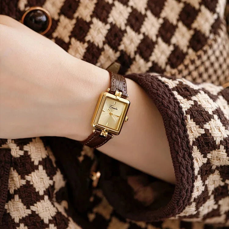 Sienna - Elegante quartz horloge met gouden wijzerplaat
