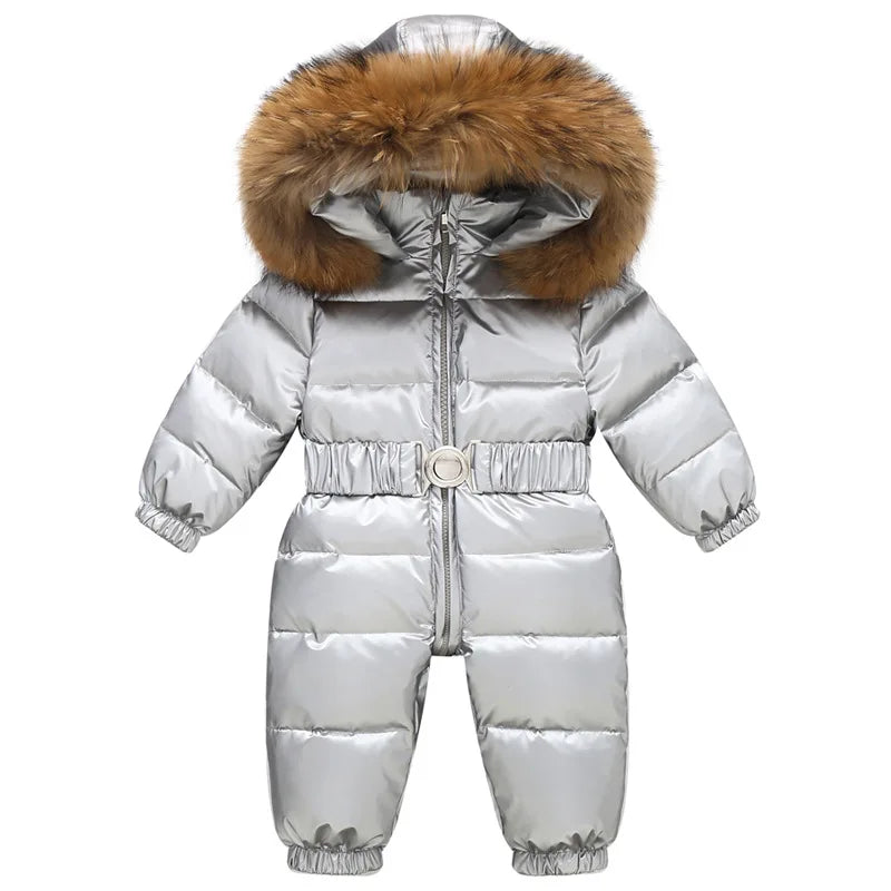 Winter Overall Niko | Waterproof snow suit with faux fur hood and belt for children