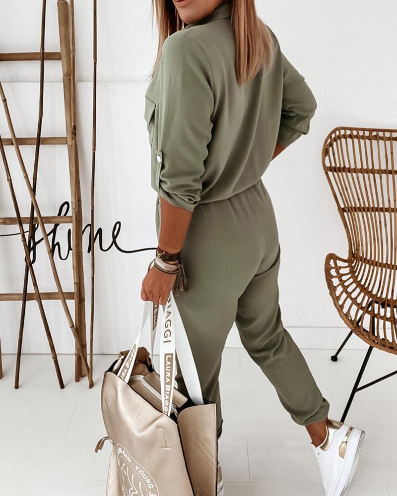 Yvette | Jumpsuit Met Lange Mouwen En Elastische Taille