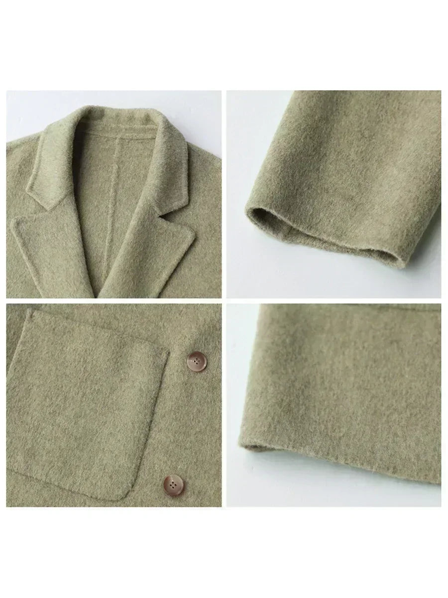 Visconte | Dames Wolmantel | Wolblend double-breasted coat, retro stijl, warme wintermantel, 100% Pure wool