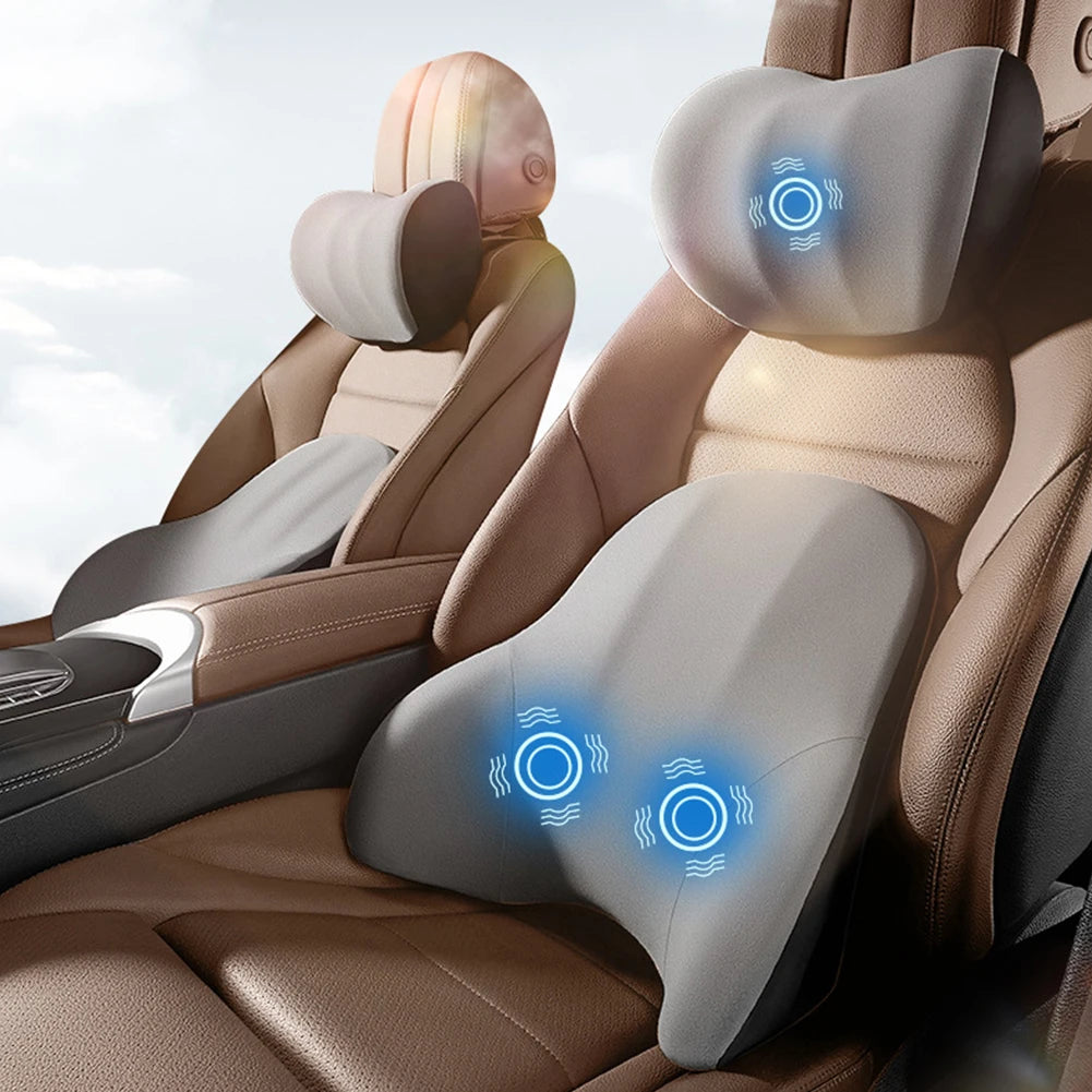 Ondersteunde kussens voor auto met massagefunctie | Verlicht nek en rug pijn tijdens het rijden - Eenvoudig te bevestigen - Verhoogt rijcomfort