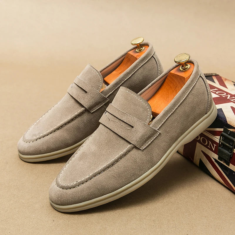 YLS | Heren Loafers Suede Zwart voor Mannen - Klassieke Slip-On Schoenen