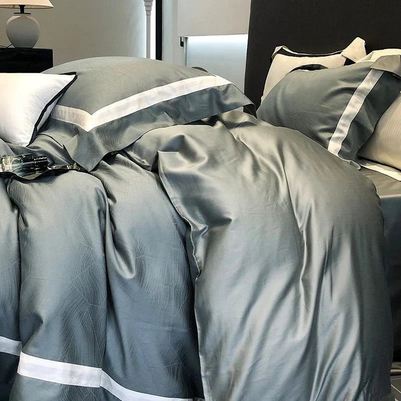 Serene Escape Duvet Cover Set - Egyptian Cotton | Premium Egyptian Cotton - Soothing Grey Tone - Breathable and Soft for Optimal Comfort