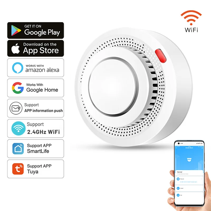 Slimme WiFi Rookmelder Brandalarm 85dB – SafeSense