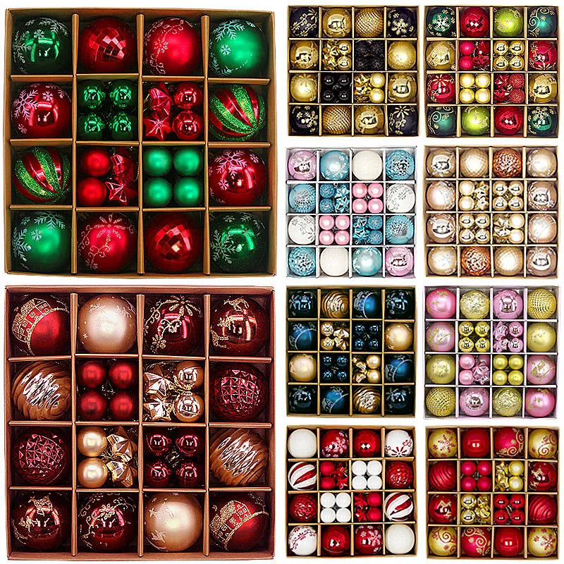 Set van 44 Kerstballen - Uniek Ontwerp - 3 - 6 Diameter - Plastic Ballen voor Kerstboomdecoratie