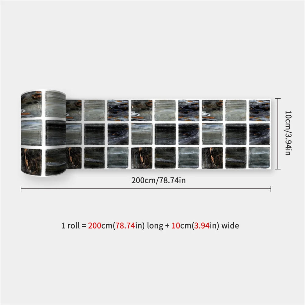 10x200cm Zelfklevende tegels - Lange Waterdichte Strip Voor Keuken, Badkamer en Plinten Decoratie