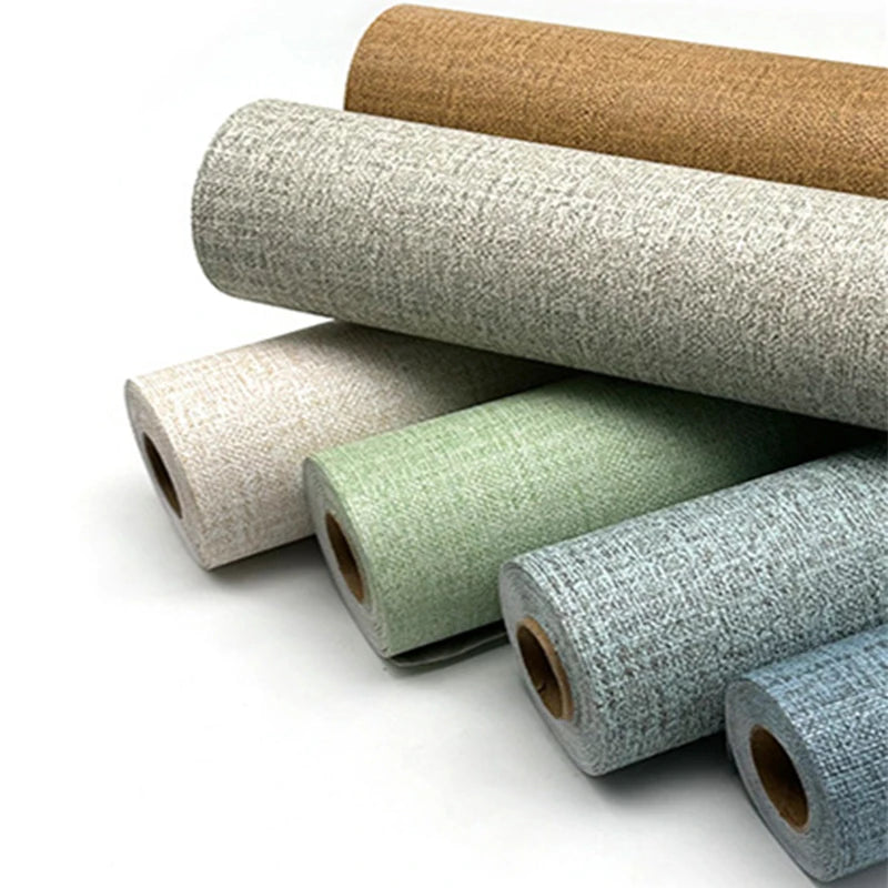 Zelfklevend Behang Met Linnen Patroon - Waterdichte Muurstickers Voor Woonkamer, Slaapkamer en Interieur