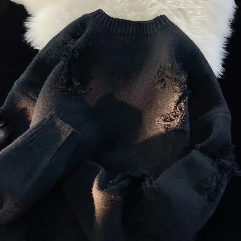 Retro Sweater | Loose Fit | Vintage Gebreide Stijl - Franje Detail - Perfect voor Streetwear en Comfort