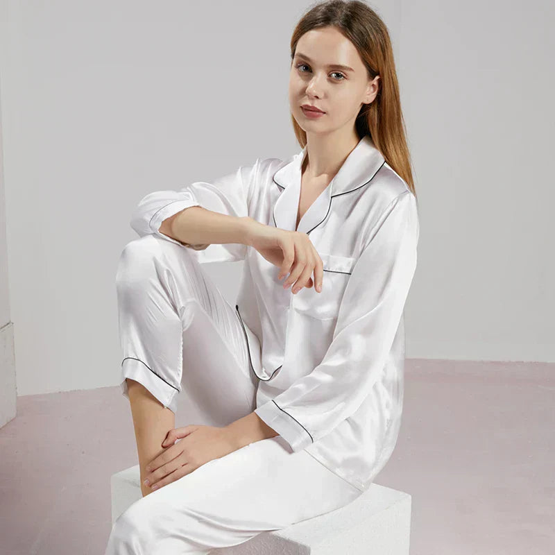Celeste 100% Zijden Dames Pyjama | Zijdezacht, Ademend & Huidvriendelijk | Premium Luxe Nachtmode | Temperatuur- en Vochtregulerend | Elegant en Hypoallergeen voor Heerlijk Comfort