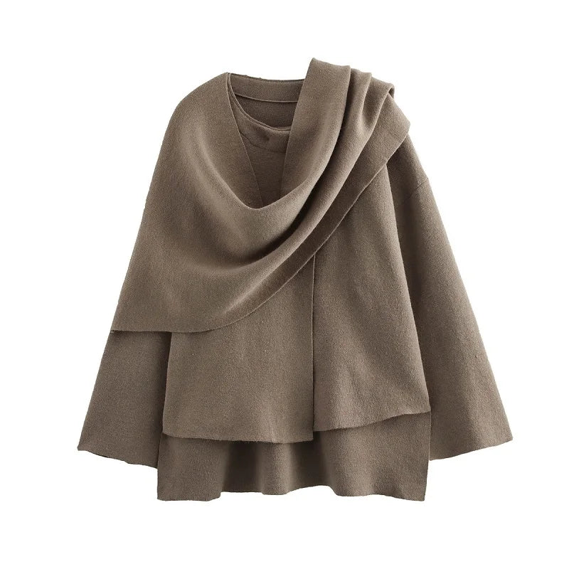 Visconte Dames Winterjas – Plush Gewatteerde Parka met Asymmetrische Sjaalkraag, Lange Mouwen, Warme Demi-Season Jas